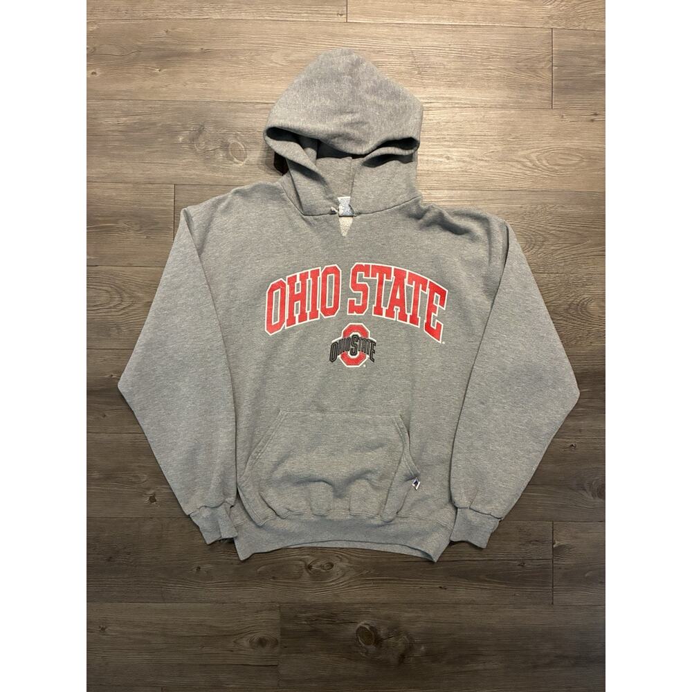 Vintage Russell Ohio State Buckeyes Hoodie Sweatshirt Mens L Grey Y2K College
